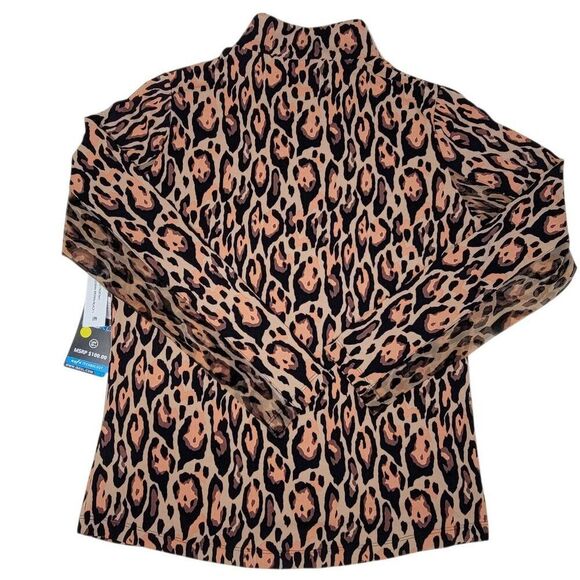 IBKUL Top Women Small Leopard Long Sleeve Mock Neck Golf Shirt UPF 50 Athleisure - Picture 9 of 11